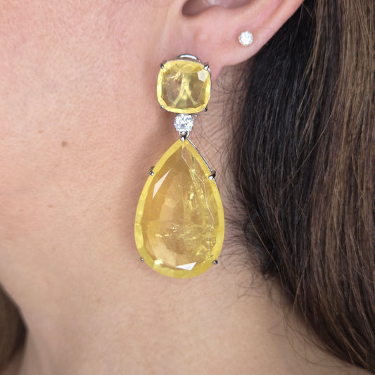 Clear Doublet Crystal Tear Drop Doublet Earrings
