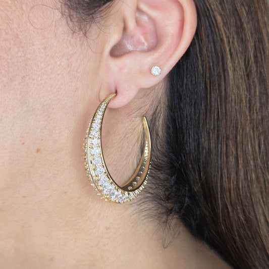 Black Rhodium Finish Zircon Hoops