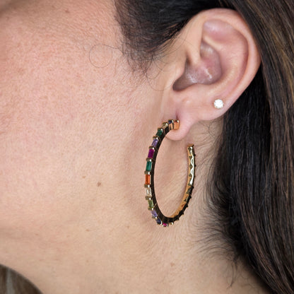 Multi Colored Zircon Fusion Hoops