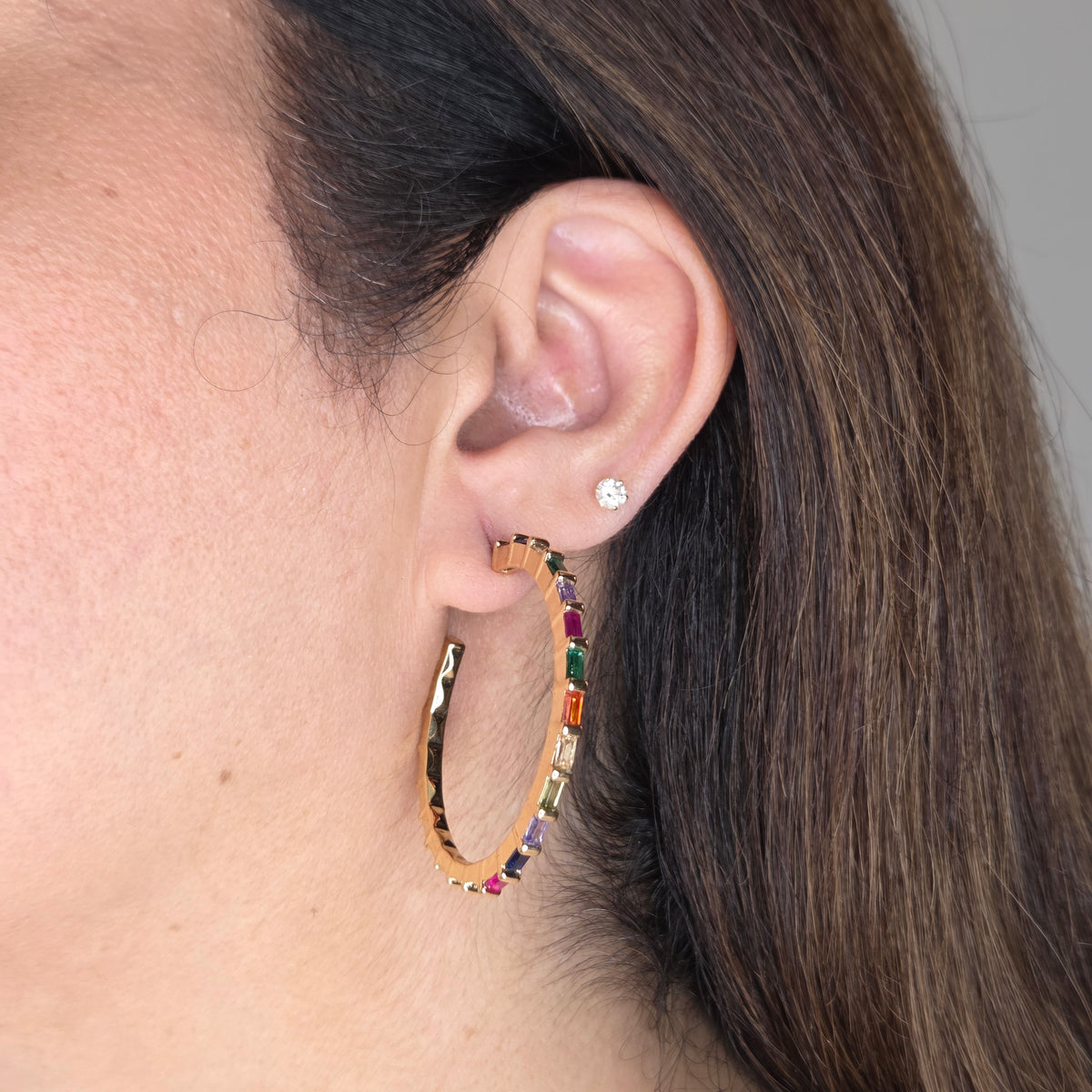 Rainbow Baguette Hoops