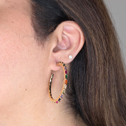 Rainbow Baguette Hoops