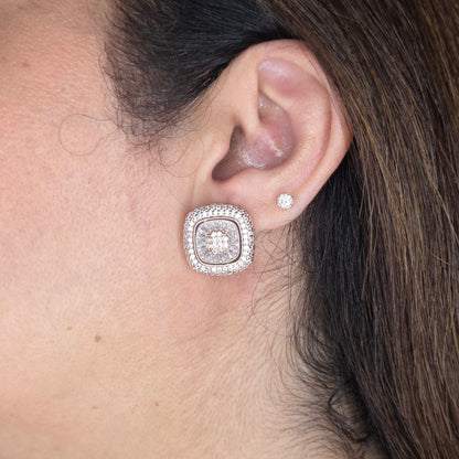 Faux Diamond Cushion Zircon Studs