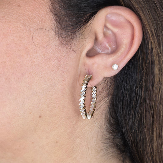 Crystal Baguette Hoops