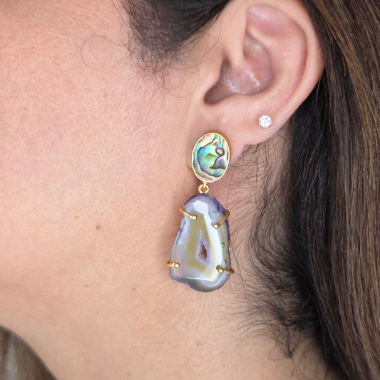 Abalone & Agate Drop Earrings