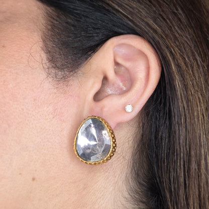 Kundan Gold Organic Stud Earrings