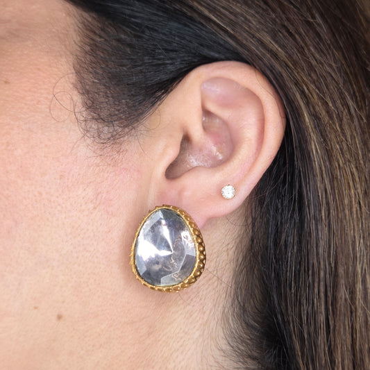 Kundan Gold Organic Stud Earrings