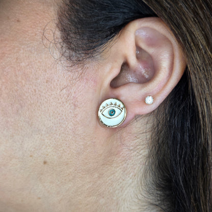 Enamelled Evil Eye Studs