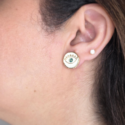 Enamelled Evil Eye Studs