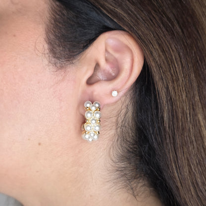 Pearl Cluster Hoop Earrings