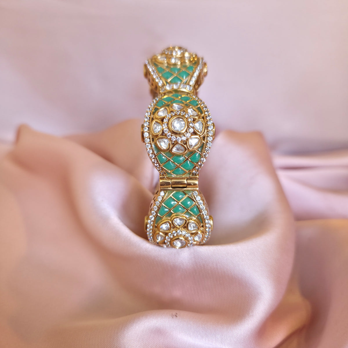 Mint Meenakari Polki Bangle