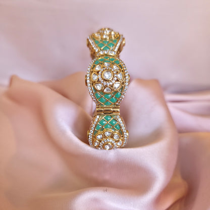Mint Meenakari Polki Bangle