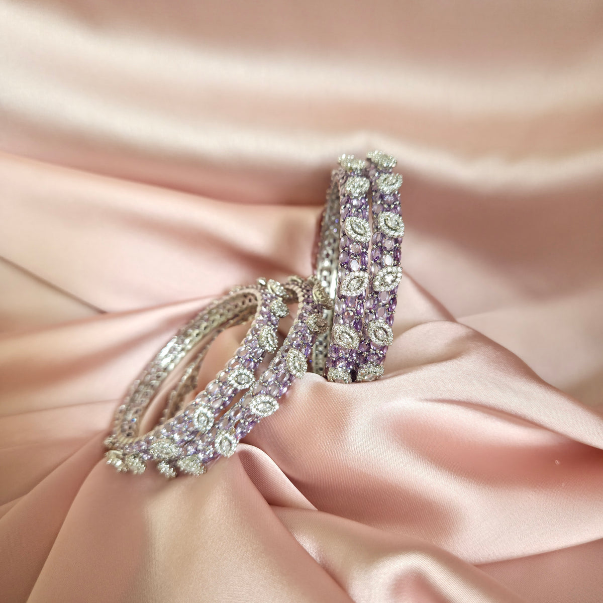 Lavender Bloom Zircon Bangle Set of Two
