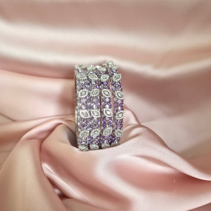 Lavender Bloom Zircon Bangle Set of Two