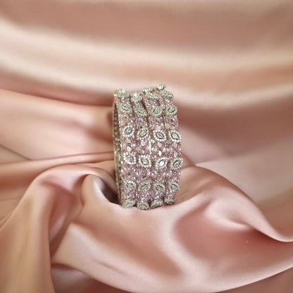 Pink Zircon Studded Bangle Set