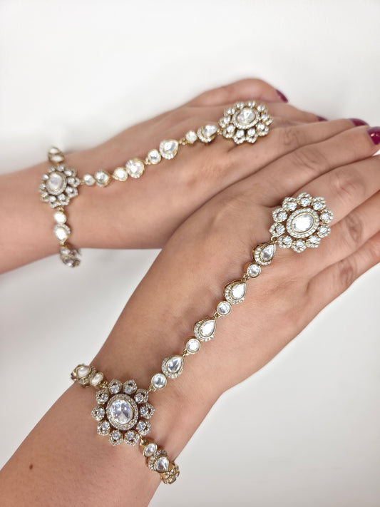 Kundan & CZ Studded Haathphool Set
