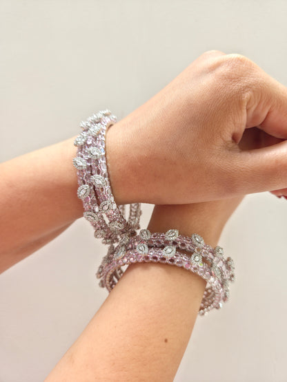Pink Zircon Studded Bangle Set