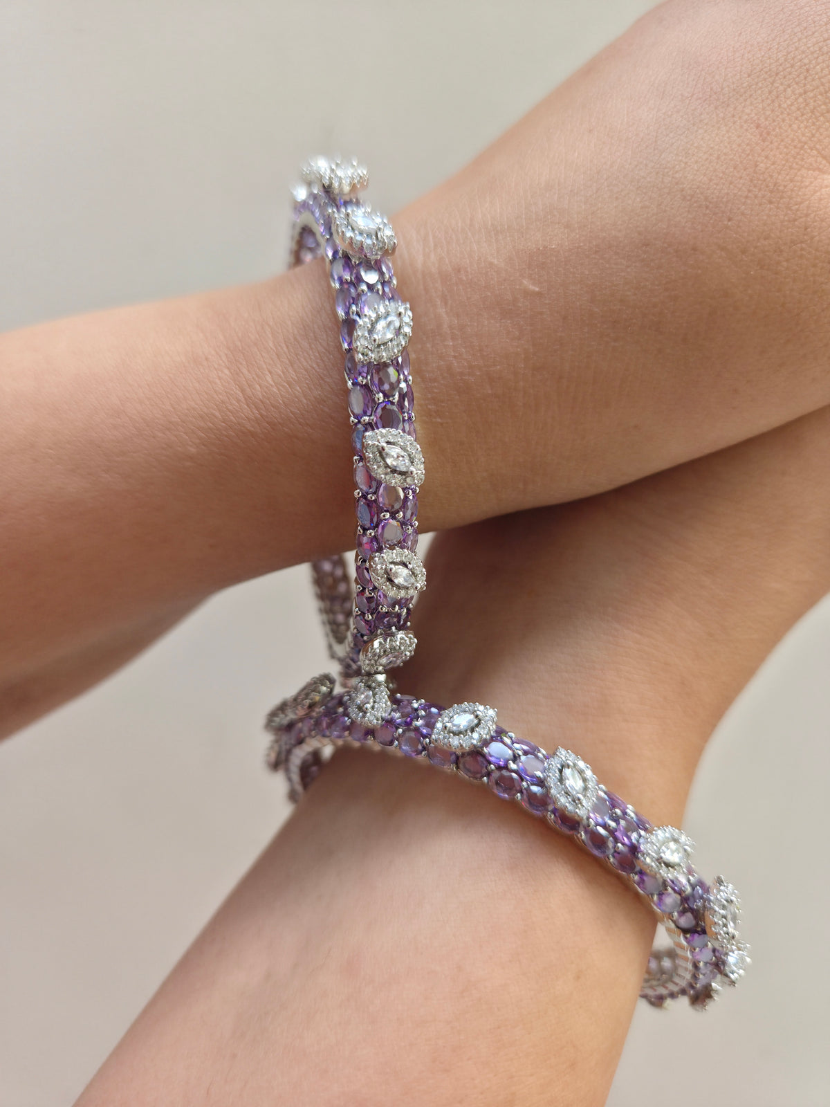 Lavender Bloom Zircon Bangle Set of Two