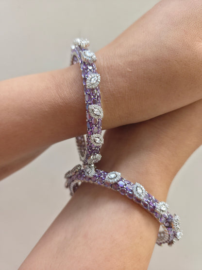 Lavender Bloom Zircon Bangle Set of Two