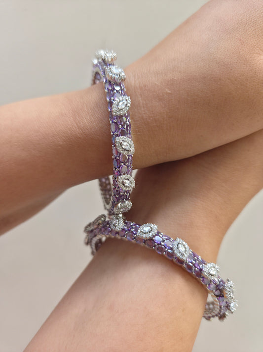 Lavender Bloom Zircon Bangle Set of Two