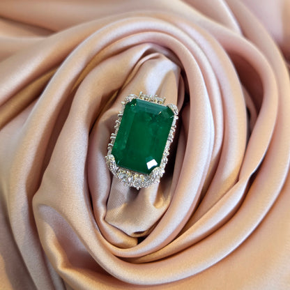 Emerald Cut Green Gemstone Statement Ring  Description: