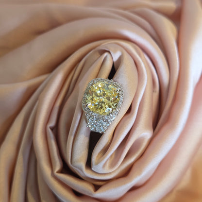 Canary Yellow Cushion-Cut Statement Ring