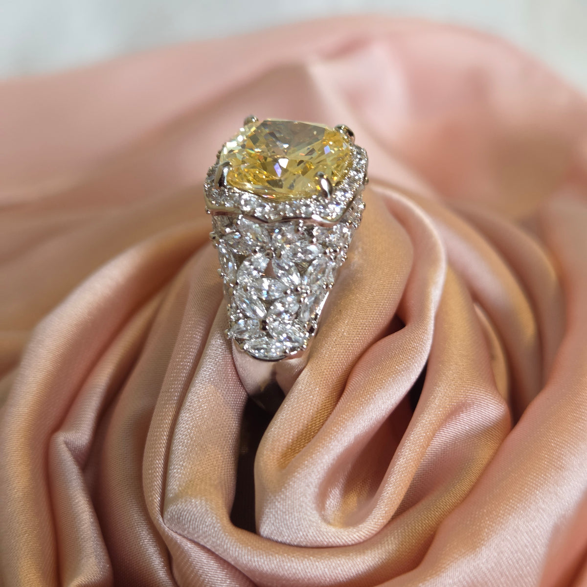 Canary Yellow Cushion-Cut Statement Ring