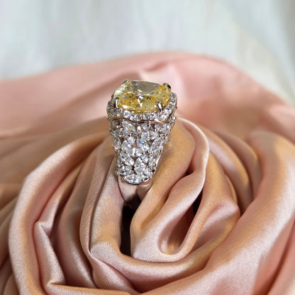 Canary Yellow Cushion-Cut Statement Ring