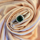 Cushion-Cut Emerald Halo Signet Ring