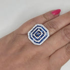 Sapphire Blue Multi-Halo Statement Ring