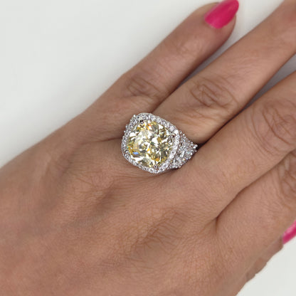 Canary Yellow Cushion-Cut Statement Ring