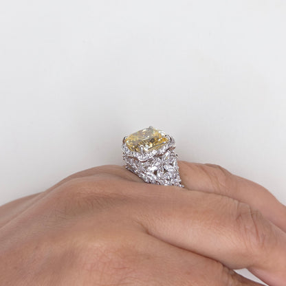 Canary Yellow Cushion-Cut Statement Ring