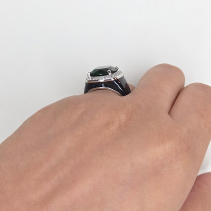 Cushion-Cut Emerald Halo Signet Ring