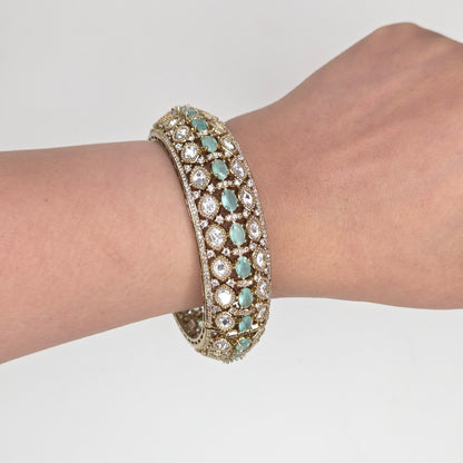 Mint Green Stone and Polki Kundan Bangle Set