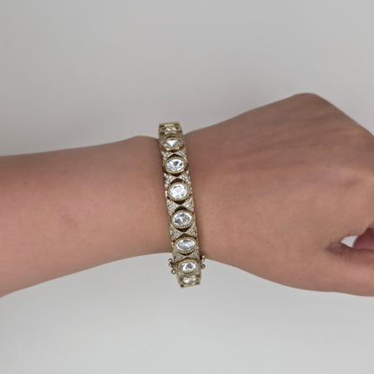 Oval Polki Kundan Bracelet Set
