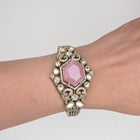 Hexagonal Pink Stone Kundan Style Statement Cuff