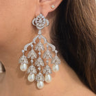 Crystal & Pearl Cascading Chandelier Earrings