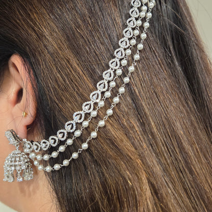 Pearl & Crystal Triple-Layer Ear Chain