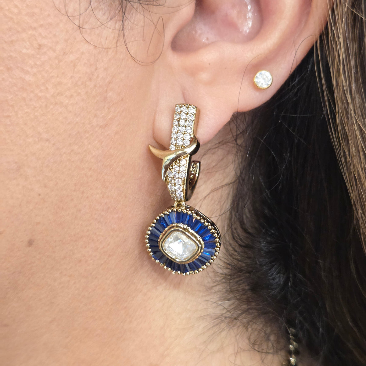 Royal Blue Enamel & Kundan Choker Necklace Set