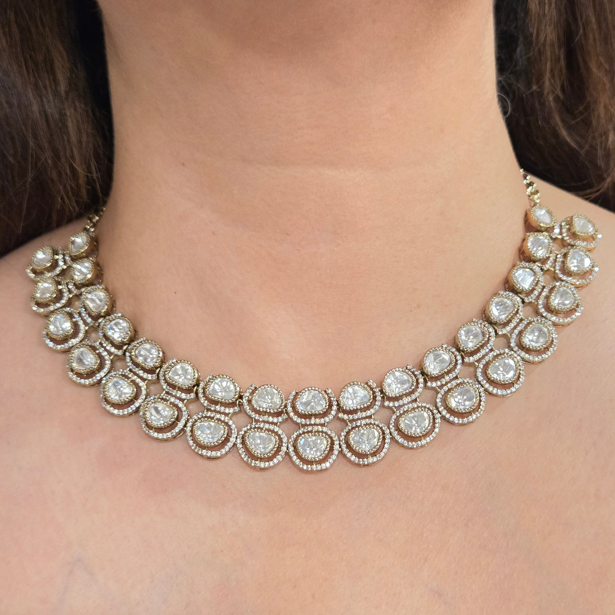 Traditional Kundan/Uncut Polki Necklace Set with Matching Earrings
