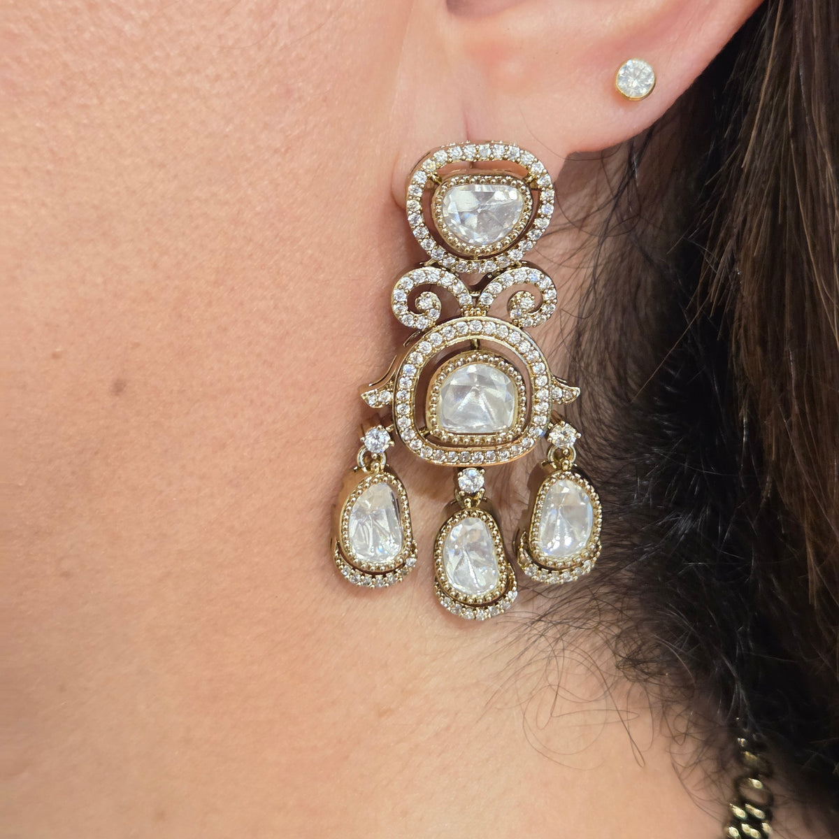 Traditional Kundan/Uncut Polki Necklace Set with Matching Earrings
