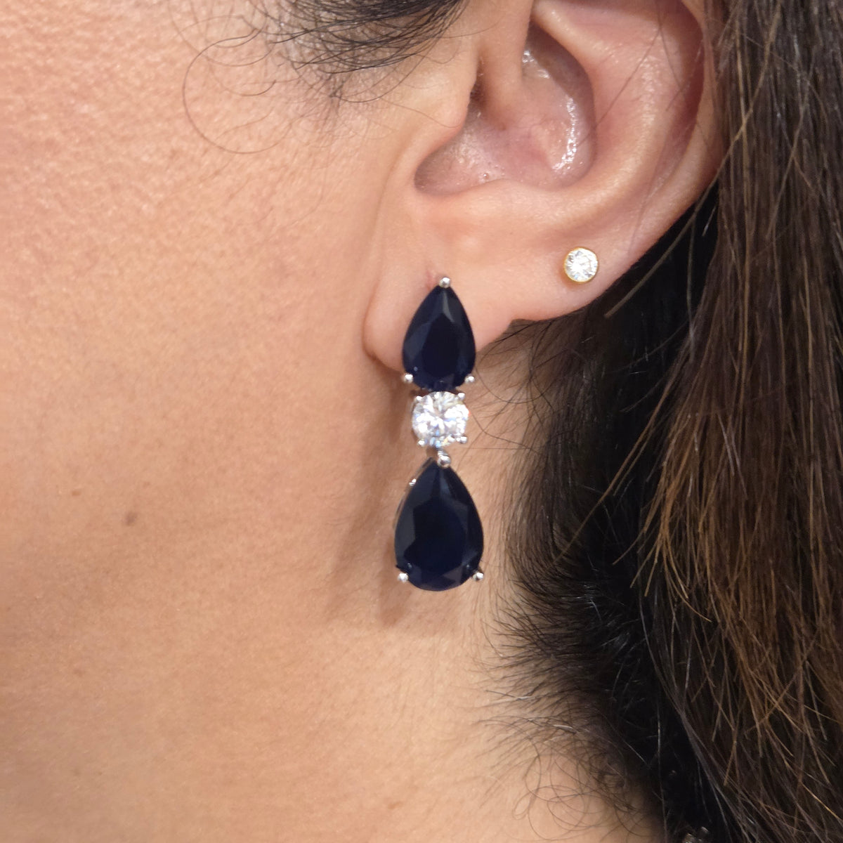 Sapphire Blue & Cubic Zirconia Teardrop Necklace Set