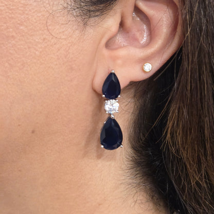 Sapphire Blue & Cubic Zirconia Teardrop Necklace Set