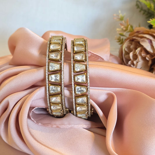 Geometric Polki Kundan Bangle Set