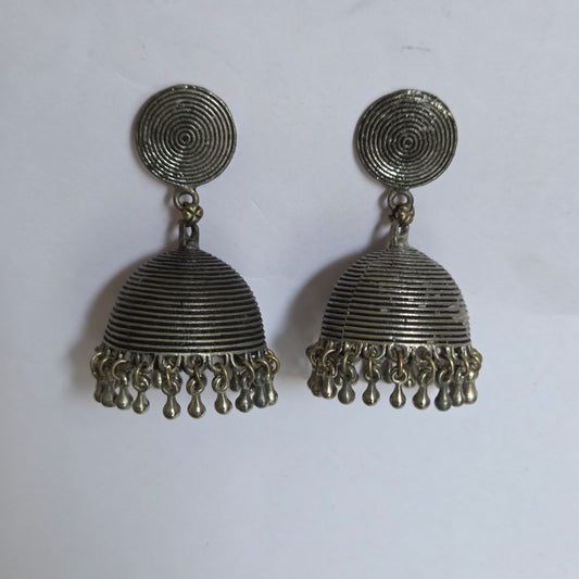 Oxidised Silver Dome Jhumkas