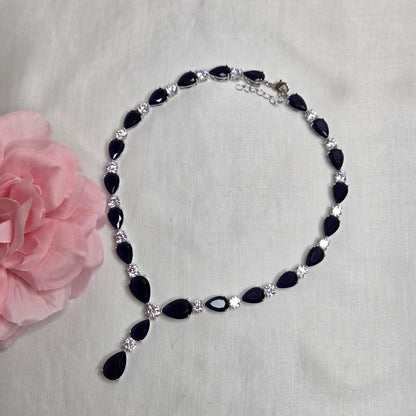 Sapphire Blue & Cubic Zirconia Teardrop Necklace Set