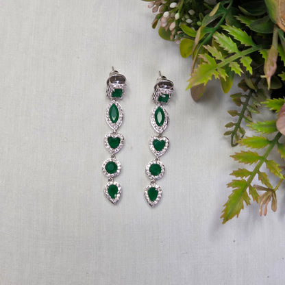 Luxurious Emerald Green & Cubic Zirconia Statement Necklace Set with Drop Earrings
