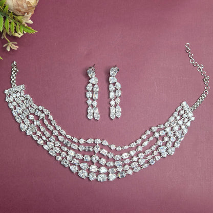 Crystal Cascade Multi-Layer Necklace Set
