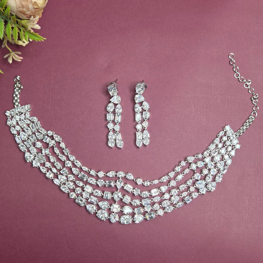 Crystal Cascade Multi-Layer Necklace Set