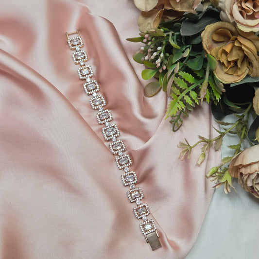 Emerald Cut Zircon Halo Bracelet