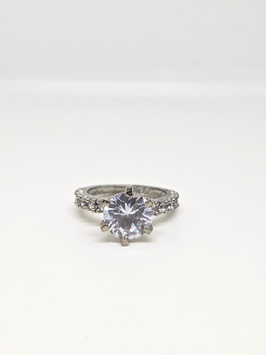 Zircon Solitaire Studded Ring
